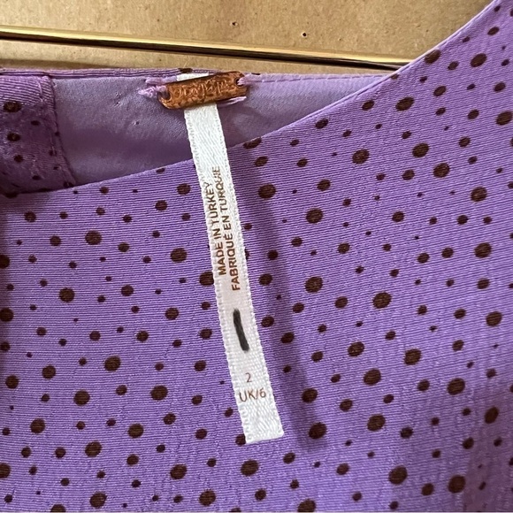 Free People | Tootsie Mini Dress Empire Waist Flutter Sleeve Purple Size 2 - Picture 3 of 13